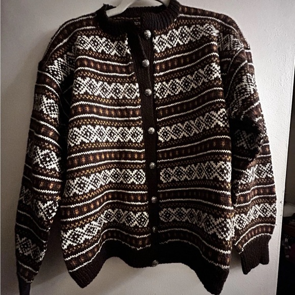 The Unbranded Brand Sweaters - Nordic Patterned 100% Wool Button Up Sweater  Size M Vintage Knit Cardigan